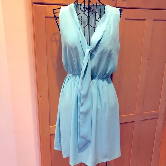 ASOS light blue front tie sleeveless mini Dress Size Small - Picture 1 of 6